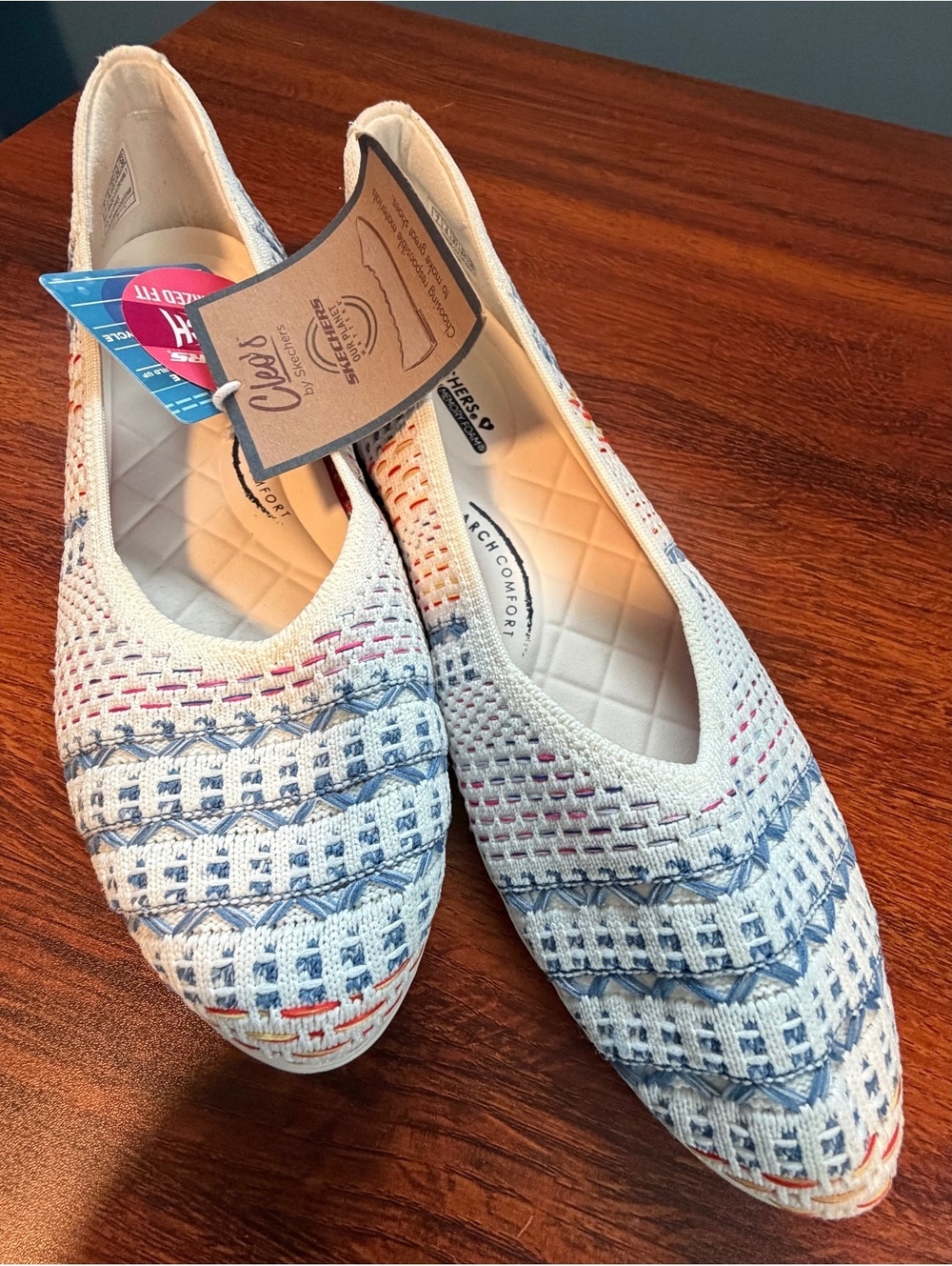 Sketchers Cleo Walk textured knit ballet flat stretch fit size 7